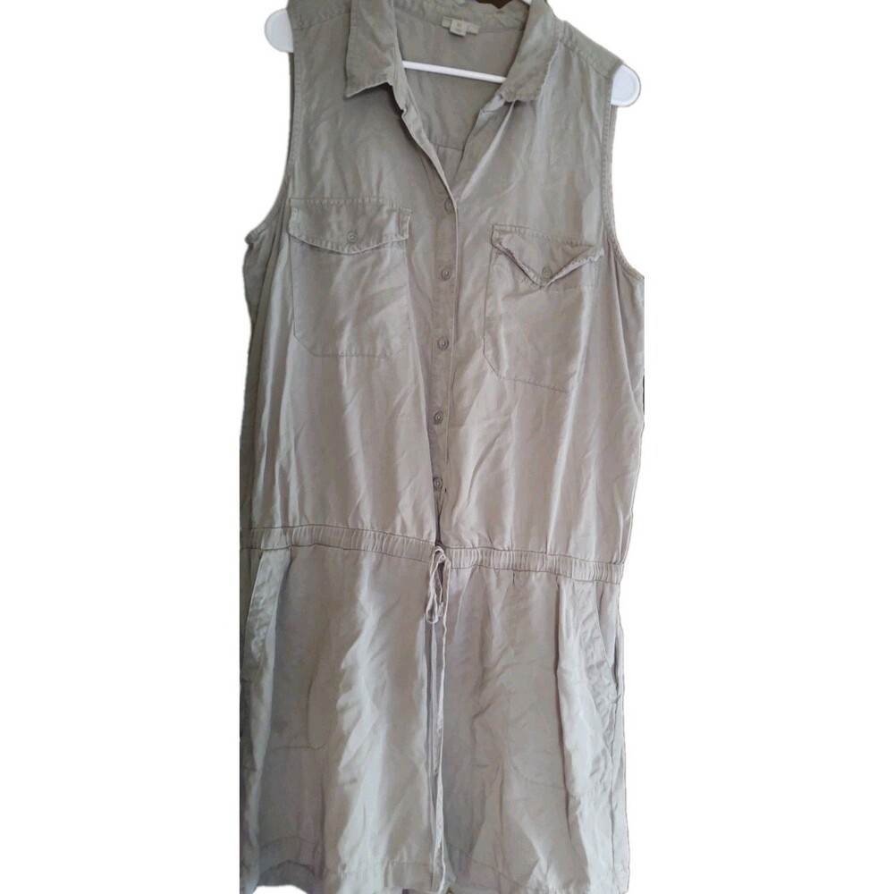 Ana Olive green button up sleeveless elastic waist with pockets romper size 2XL